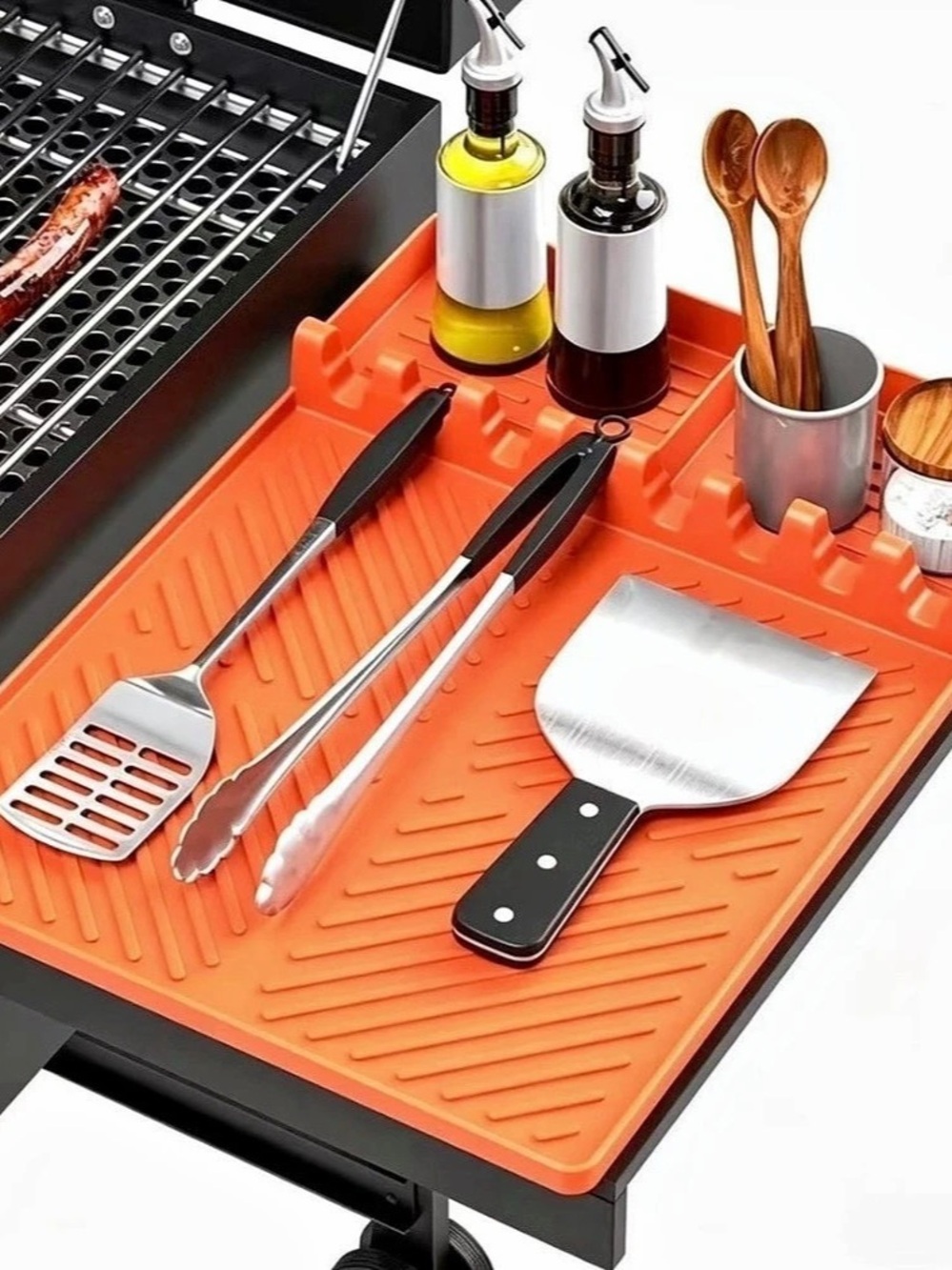 New Orange Rubber BBQ Grill Side Tray